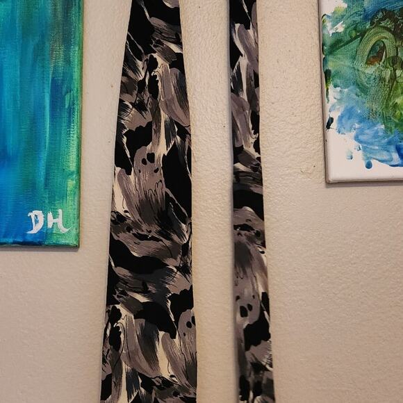 Tie black & grey 100% silk Pierre Balmann like watercolor beautiful wedding to c - Picture 6 of 9